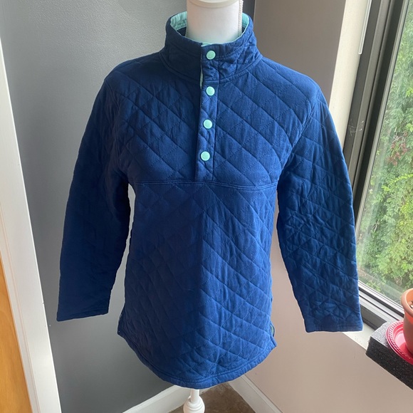 Lauren James Jackets & Blazers - 3/$20 Lauren James Quilted Pullover Navy/Aqua